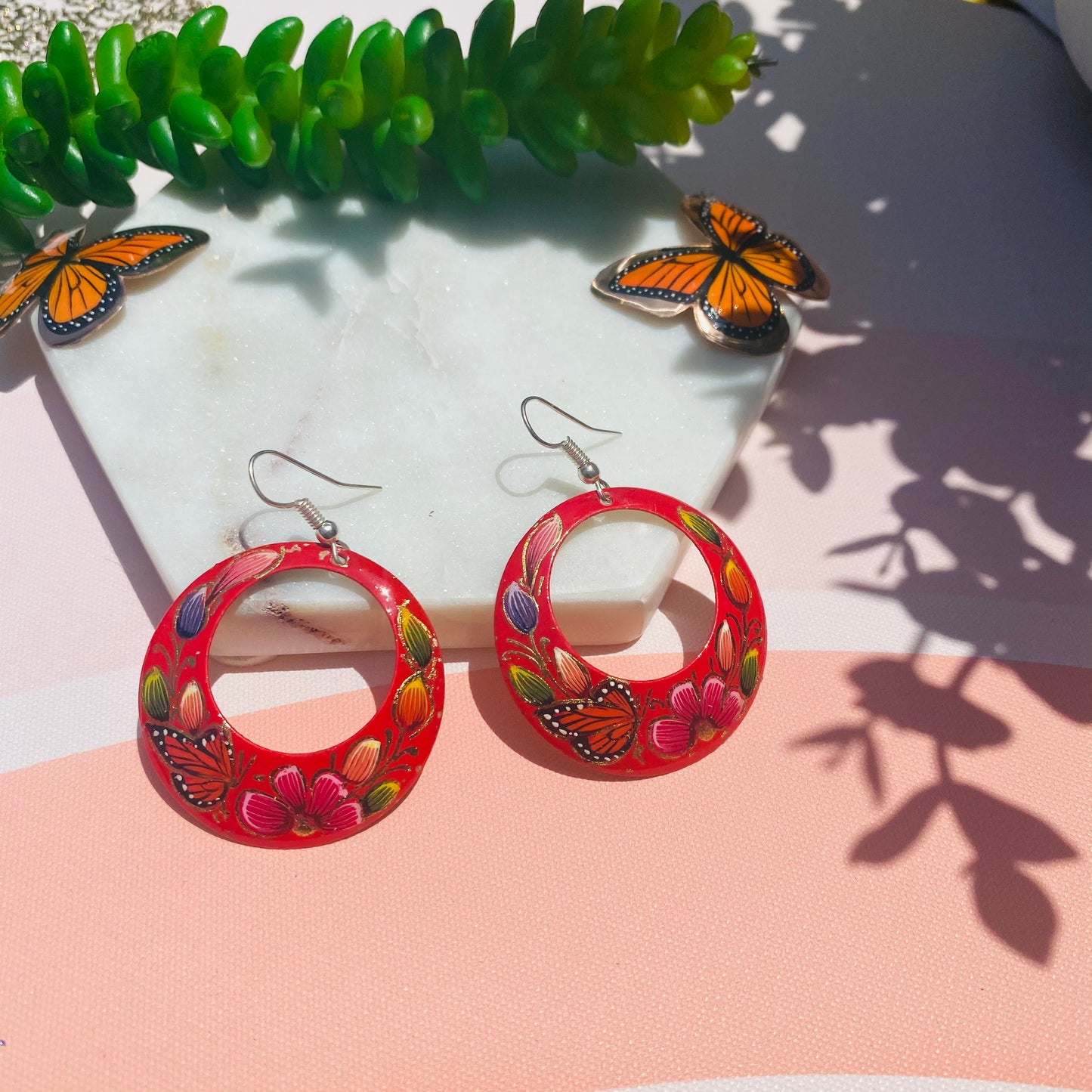 Copper earring red