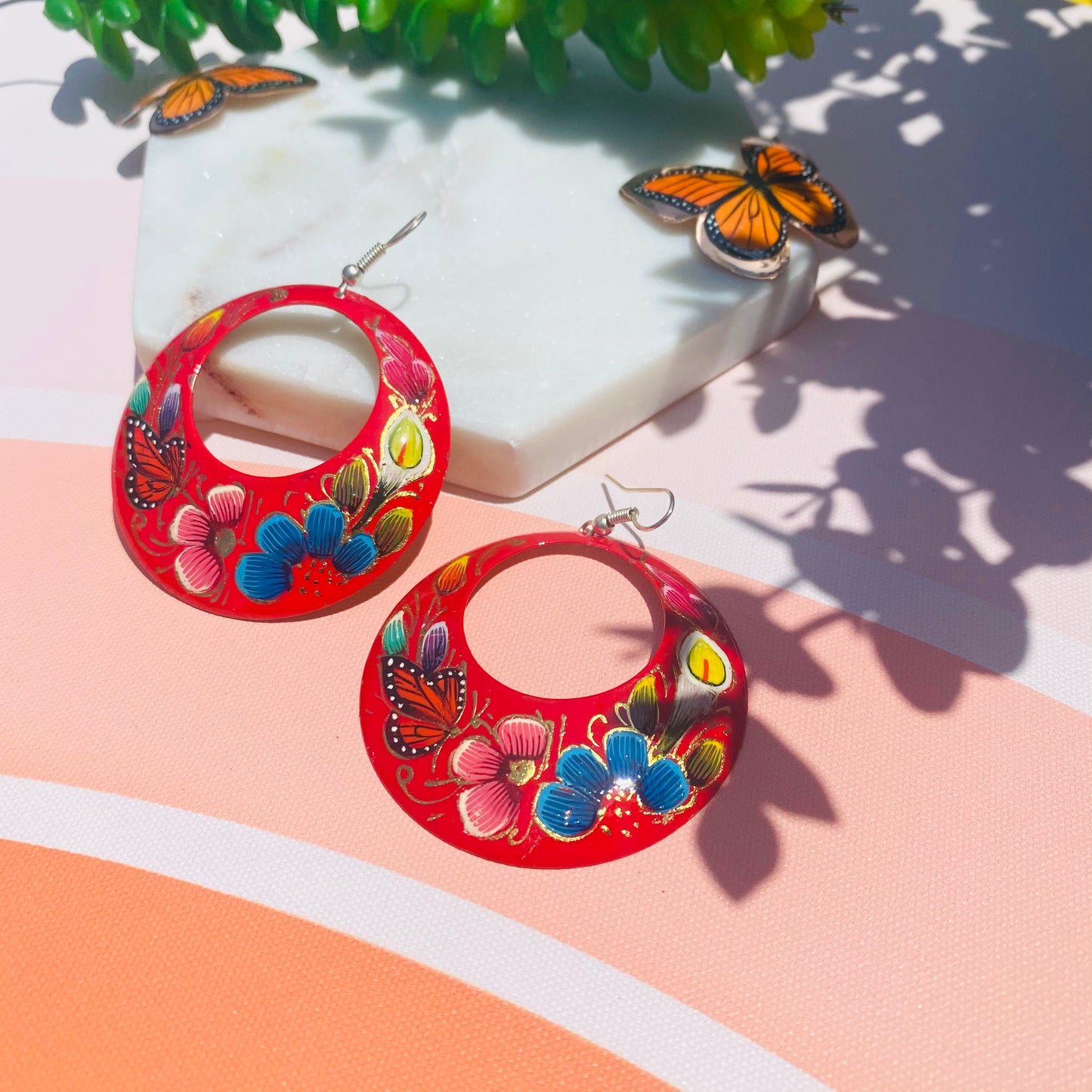 Copper earring red