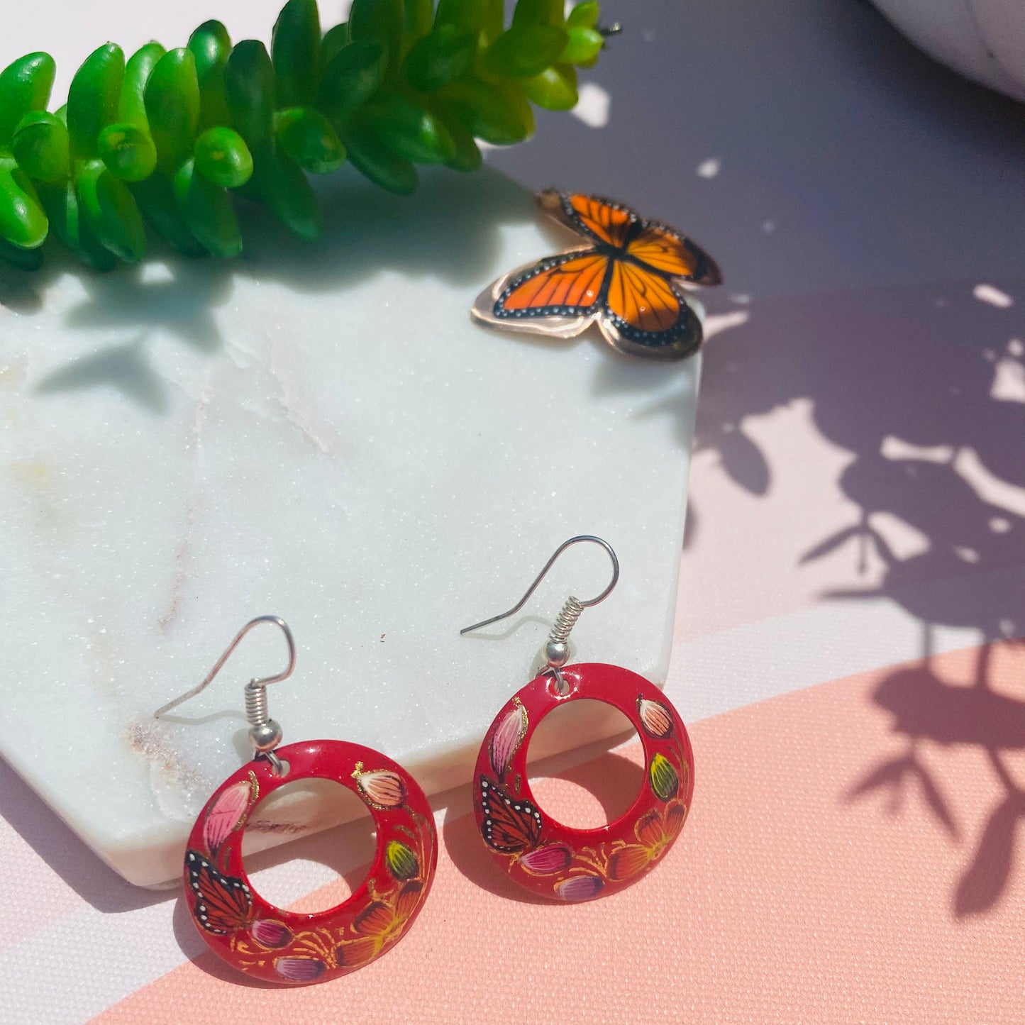 Copper earring red