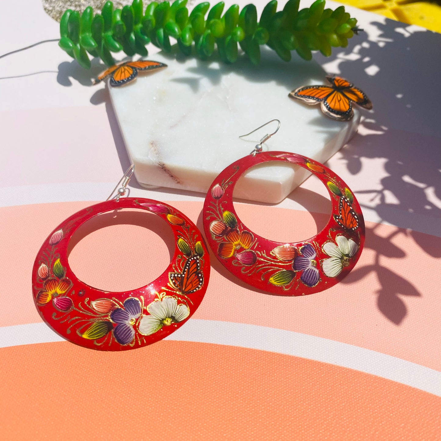 Copper earring red