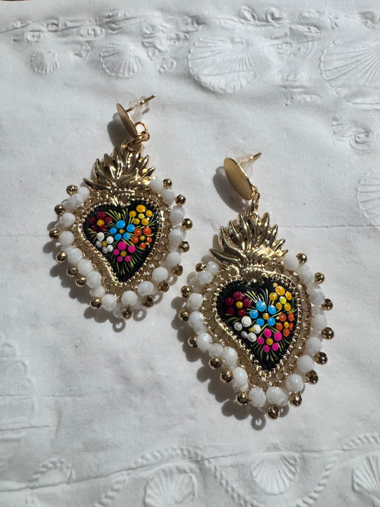 Beaded heart earrings