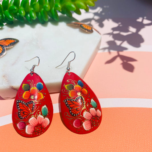 Copper earring red